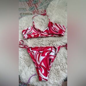 Vibrant Pink and Red Swirl Bikini Set